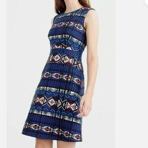 J. Crew Blue and Red Patterned Mini Dress